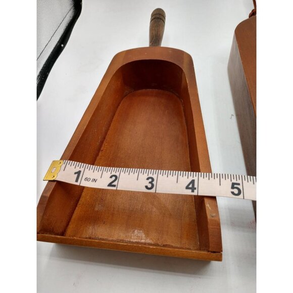 Set Of2 Vintage Wooden Grain Scoops W/Handles RusticFarmhouseDecor Made in Japan - Picture 5 of 7